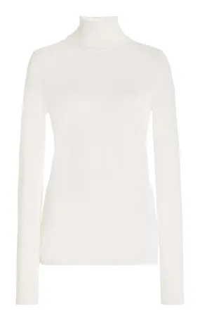 May Knit Turtleneck in Ivory Merino Wool Cashmere