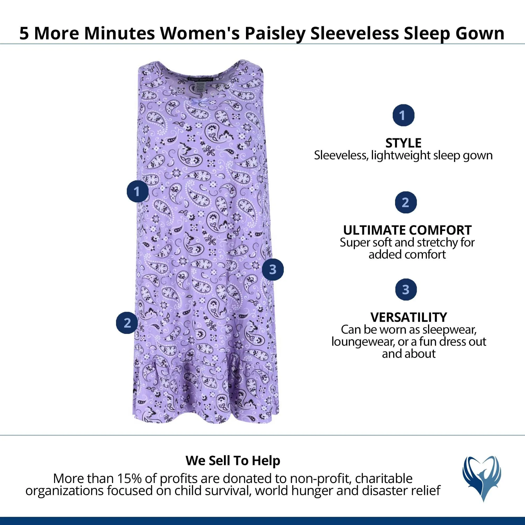 5 More Minutes Women's Paisley Sleeveless Sleep Gown