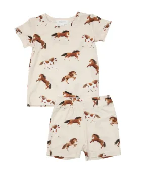 Angel Dear Kids Loungewear Pajamas Short Set in Horses