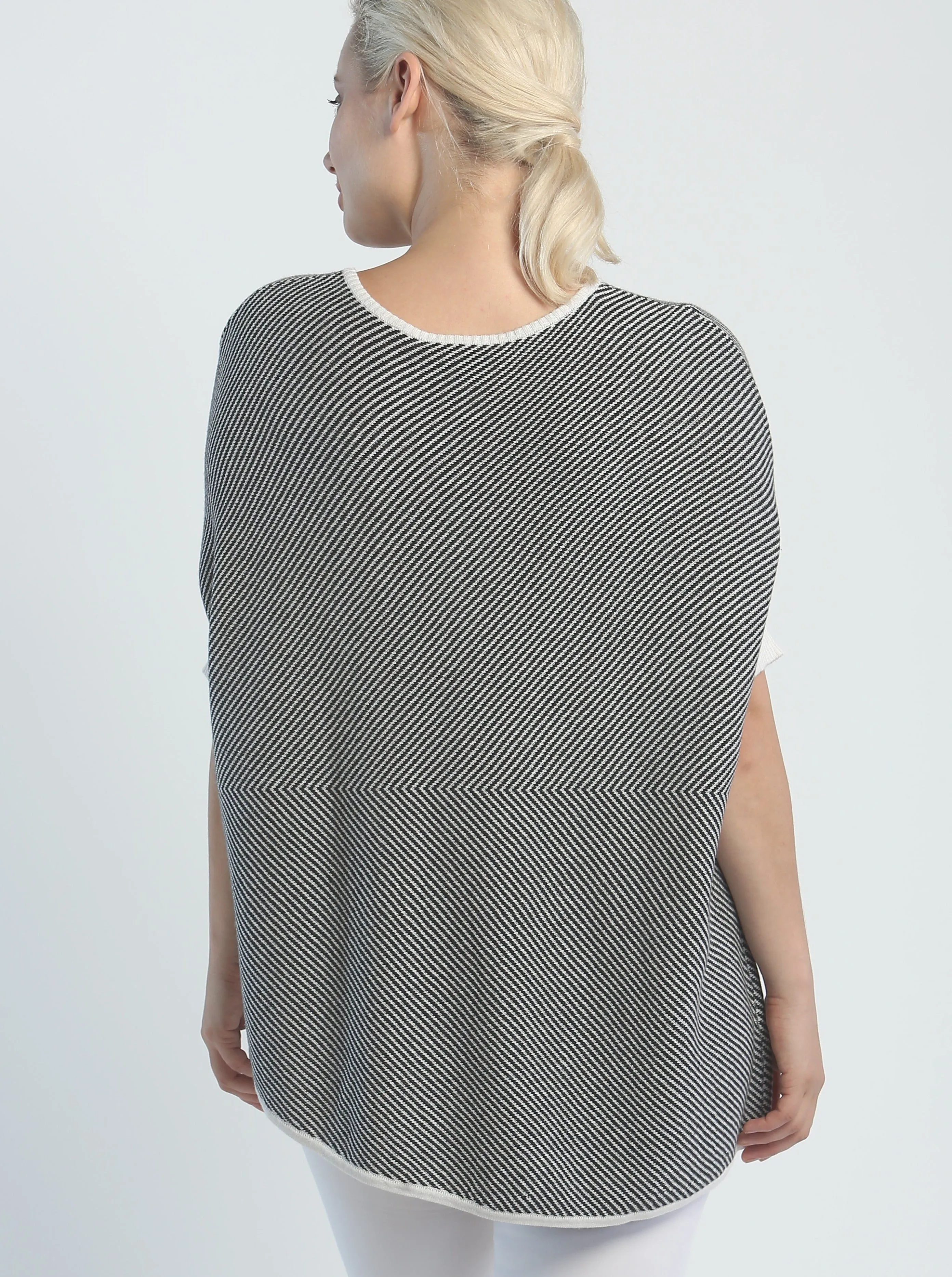 Asymmetrical Striped Pullover in Fine Cotton