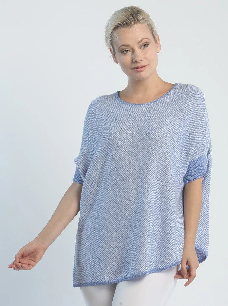 Asymmetrical Striped Pullover in Fine Cotton