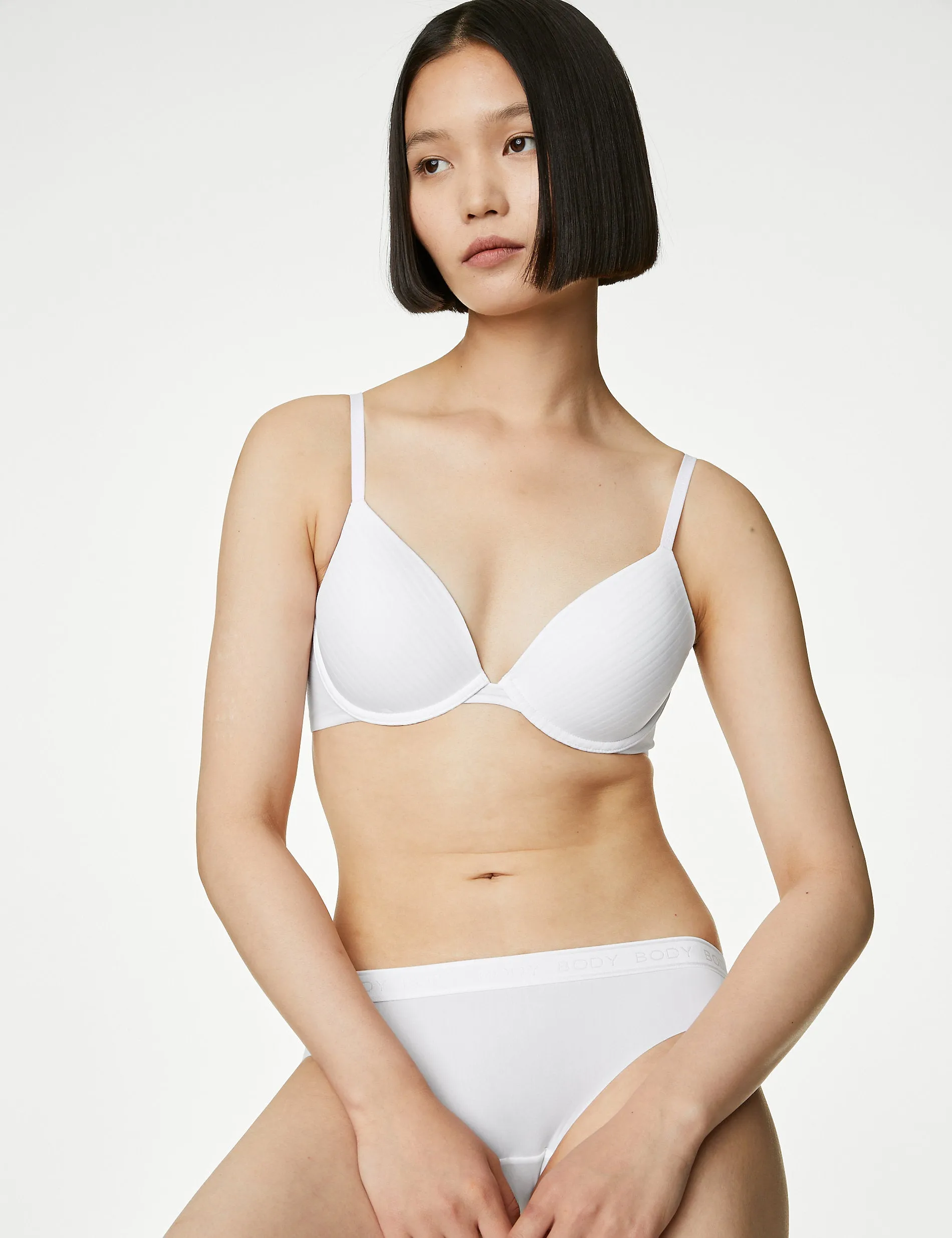 Body Define Marks & Spencer Plunge T-shirt Bra, White