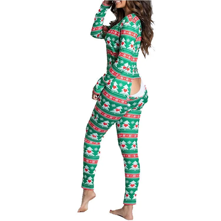 Christmas Pajamas Matching Family Pyjamas Fashion  Pajamas for Women Buttoned Flap Adults Loungewear Novelty Design Lounge Wear Home Clothes