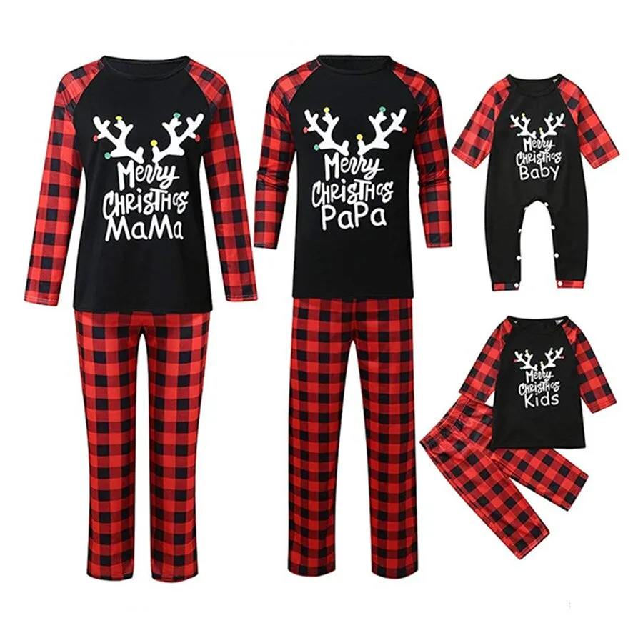 Christmas Pajamas Matching Family Pyjamas New Year Merry  Pajamas Winter Cotton Rompers Set