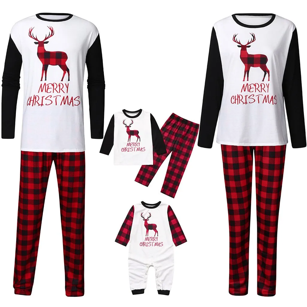 Christmas Pajamas Matching Family Pyjamas New Year Merry  Pajamas Winter Cotton Rompers Set