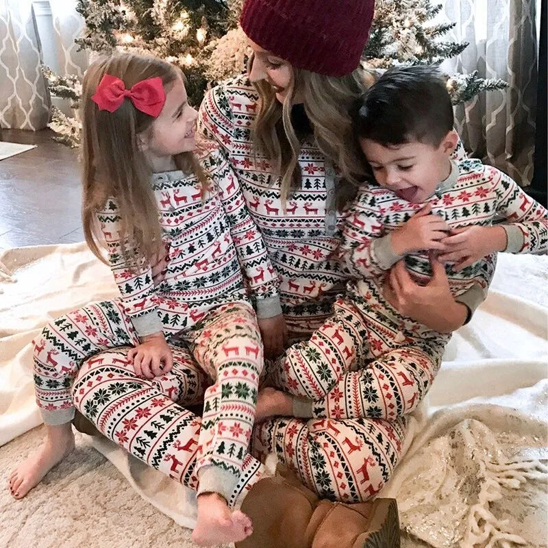 Christmas Pajamas Matching Family Pyjamas  Pajamas Set Mother Father Kids Clothes Look Outfit Baby Girl Rompers Sleepwear