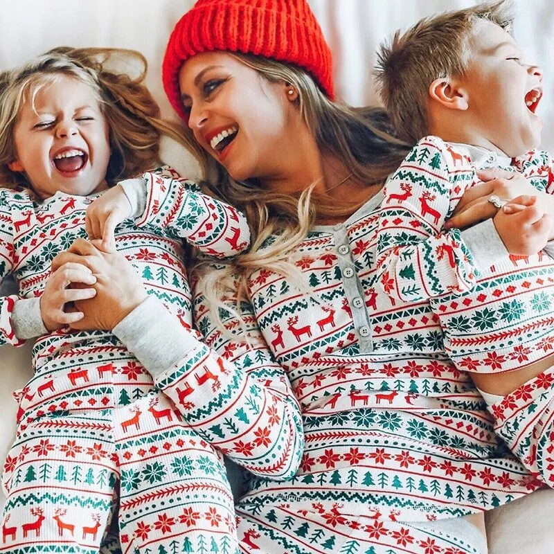 Christmas Pajamas Matching Family Pyjamas  Pajamas Set Mother Father Kids Clothes Look Outfit Baby Girl Rompers Sleepwear