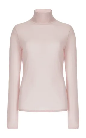 Costa Knit Turtleneck in Blush Cashmere Silk