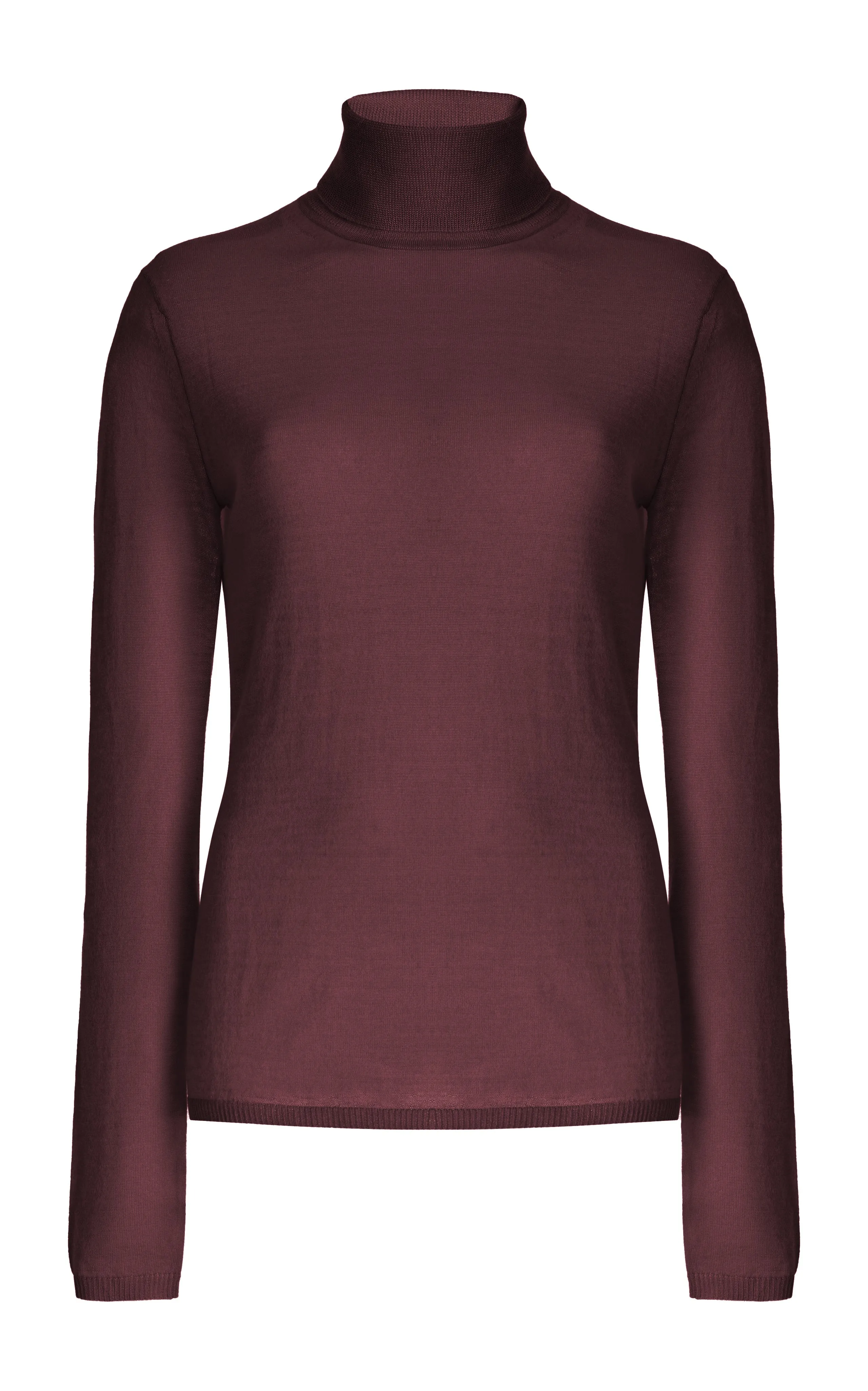 Costa Knit Turtleneck in Deep Bordeaux Cashmere Silk