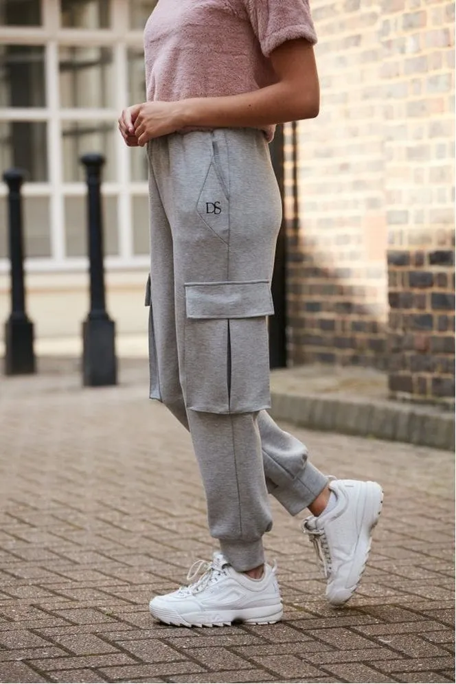 Double Second Grey Marl Luxury Cargo Joggers