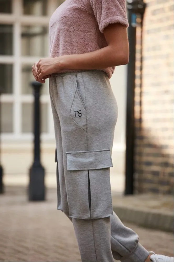 Double Second Grey Marl Luxury Cargo Joggers