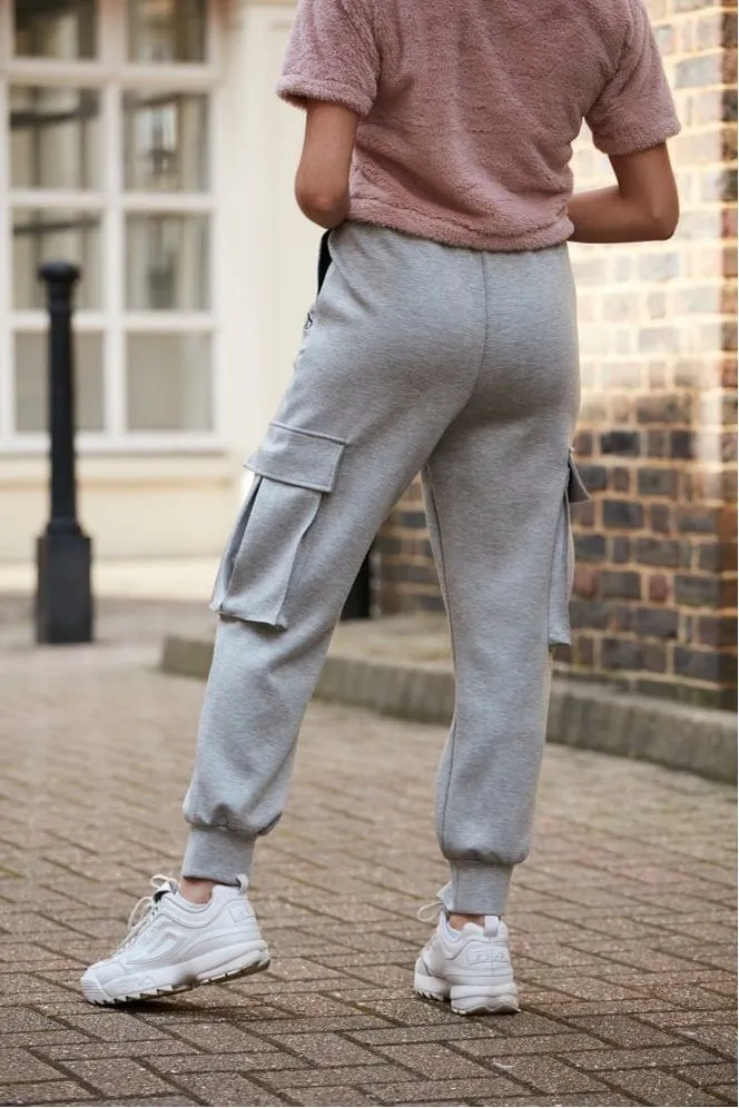 Double Second Grey Marl Luxury Cargo Joggers