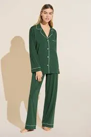 EBERJEY-GISELE LONG PJ SET-FORREST GREEN