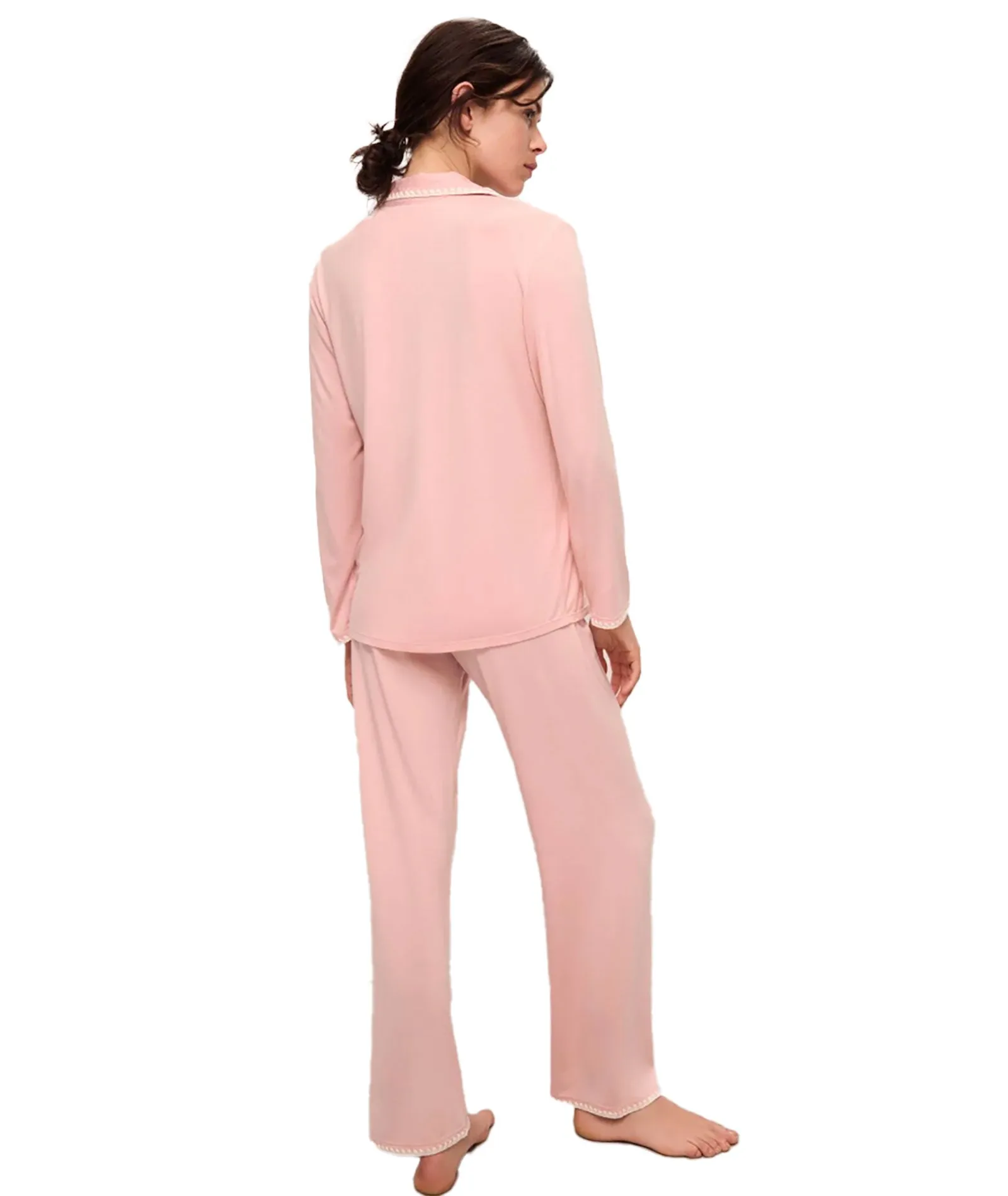 Eberjey Women Frida Long PJ Set Silver Pink/Ivory