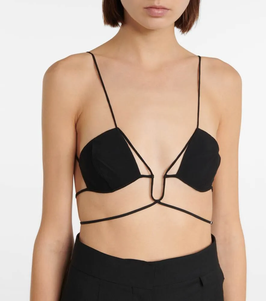 Gabardine bra with ties NENSI DOJAKA, black