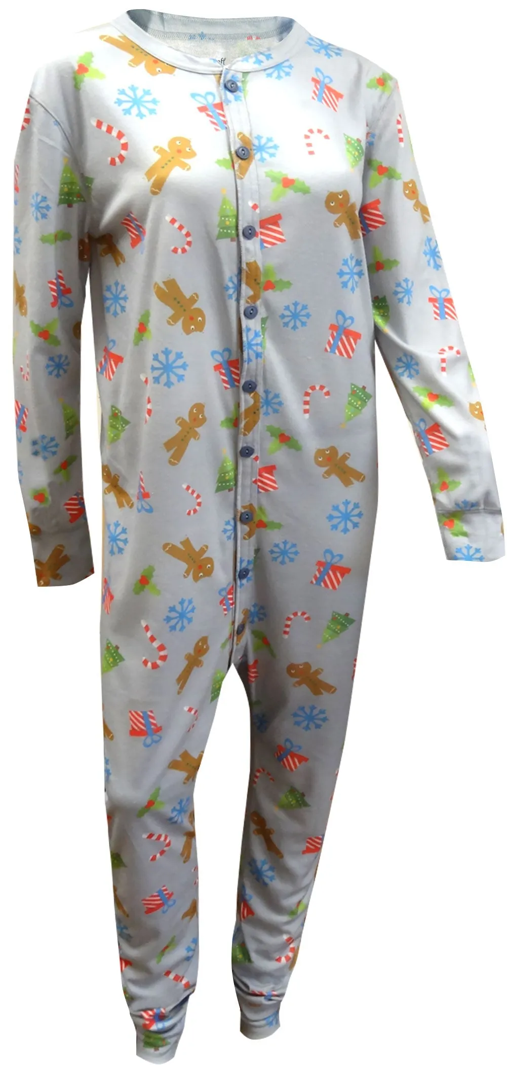 Gingerbread Man Holiday Union Suit Pajama with Drop Seat