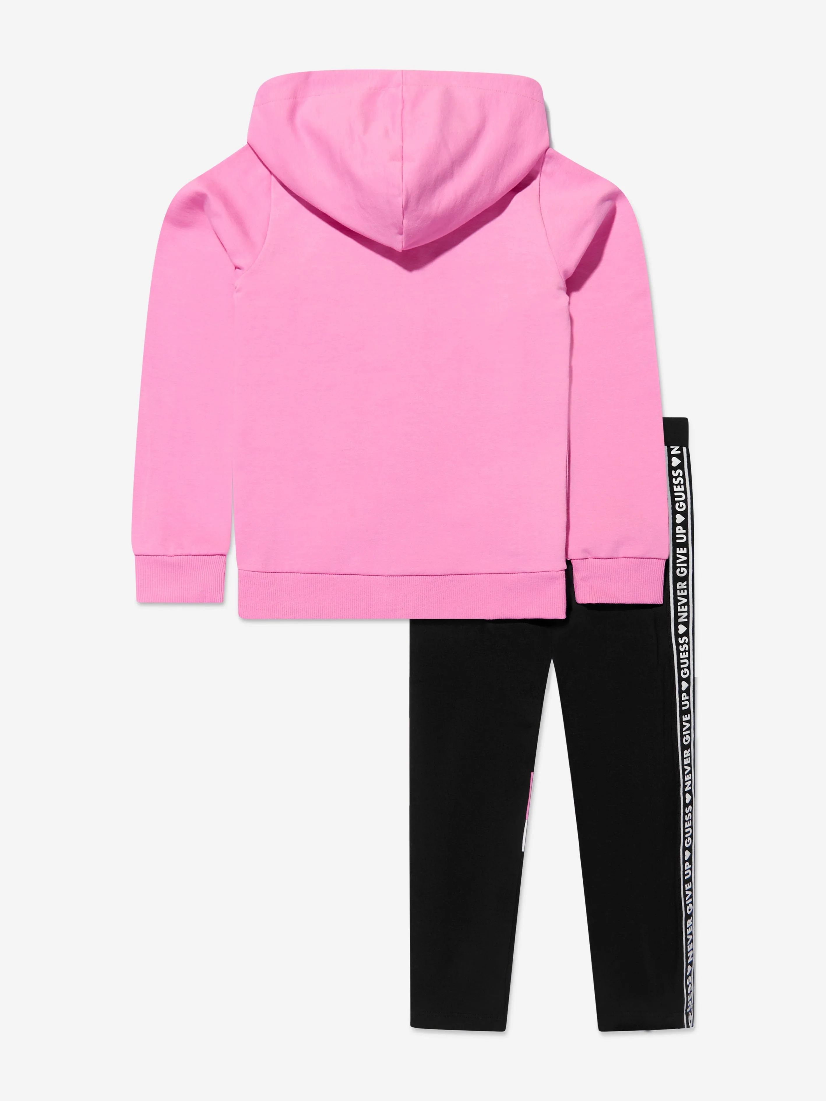 Guess Girls Zip Up Hoodie And Leggings Set in Pink