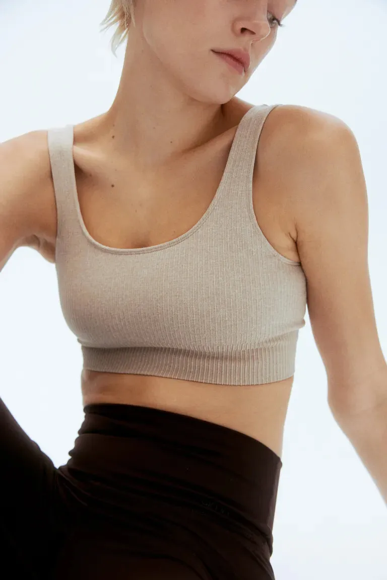 H&M Seamless Ribbed Bra, Beige