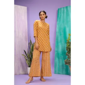 Jasmines on Mustard Loungewear Top Set