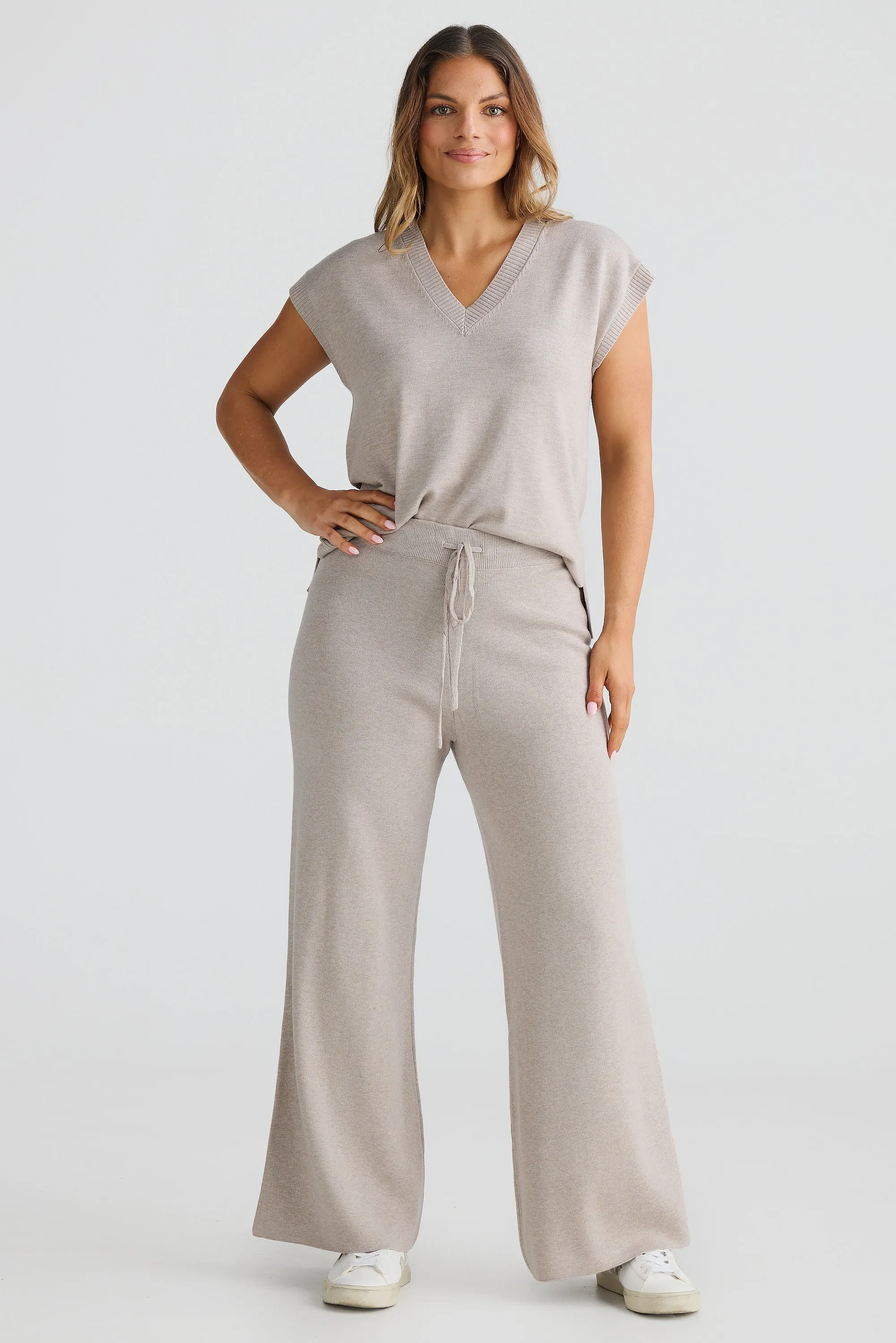 Knit Drawstring Pant - Oatmeal