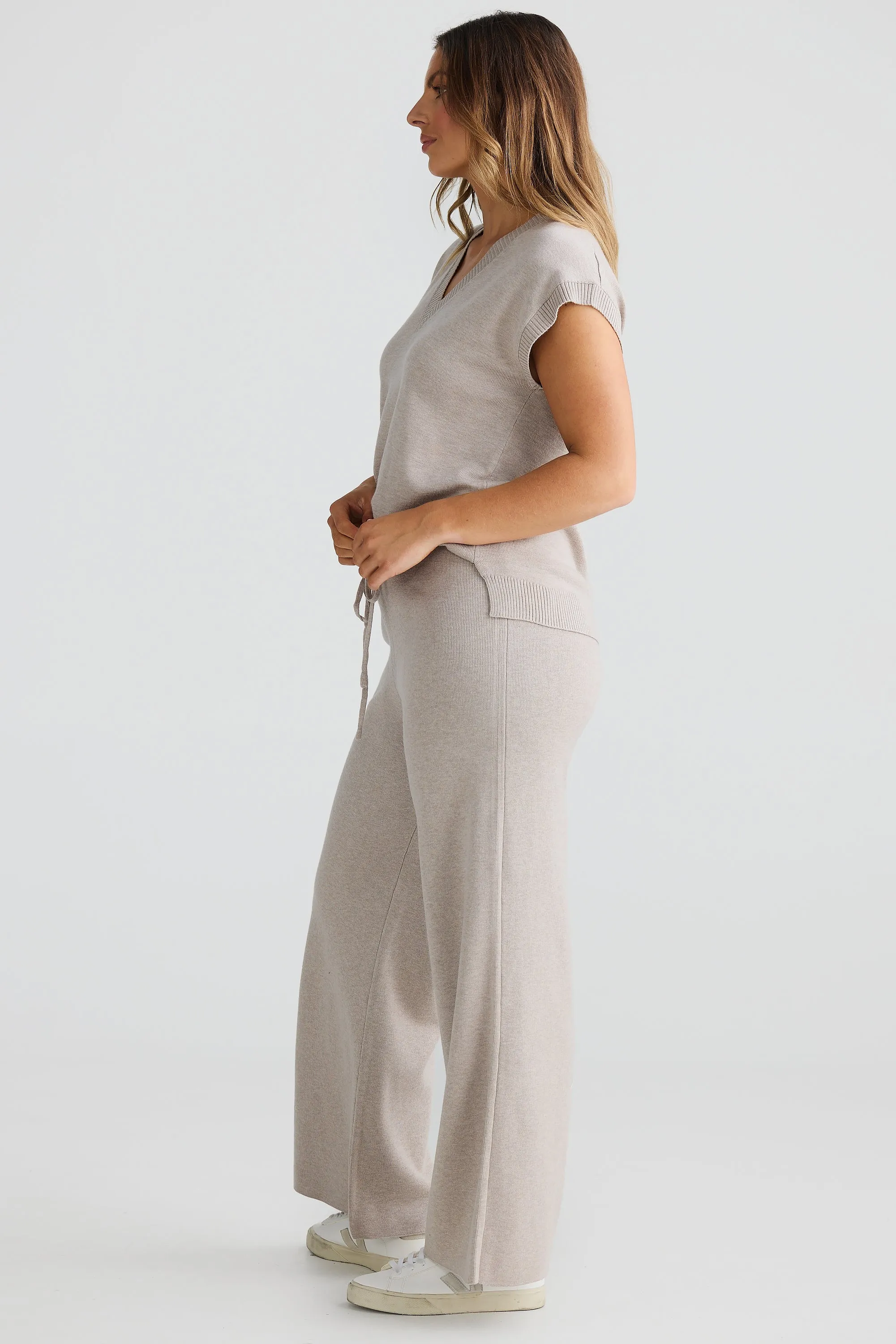 Knit Drawstring Pant - Oatmeal