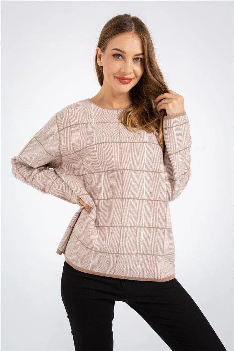 Knitting Check Plaid Sweater