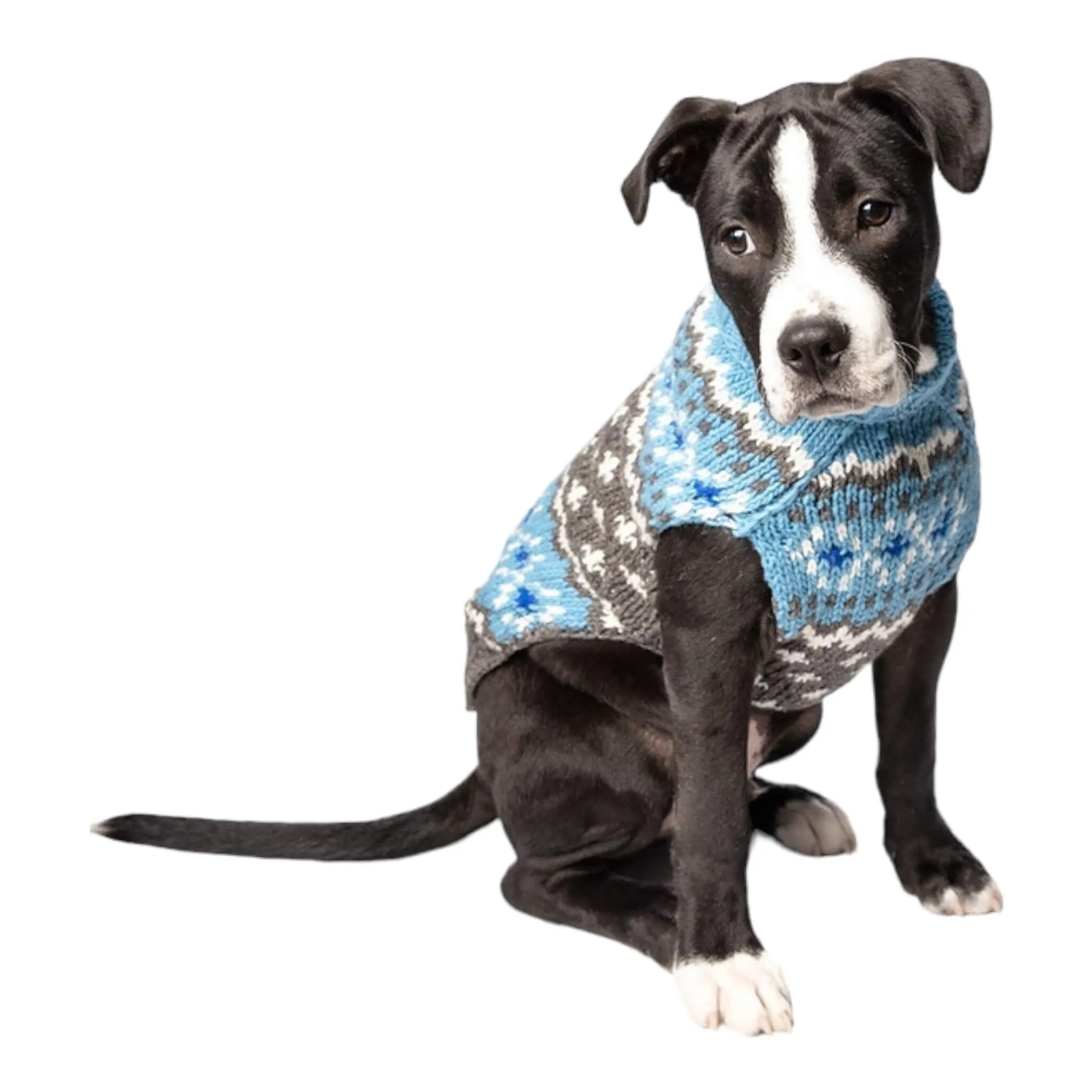 Light Blue Fair Isle Dog Sweater