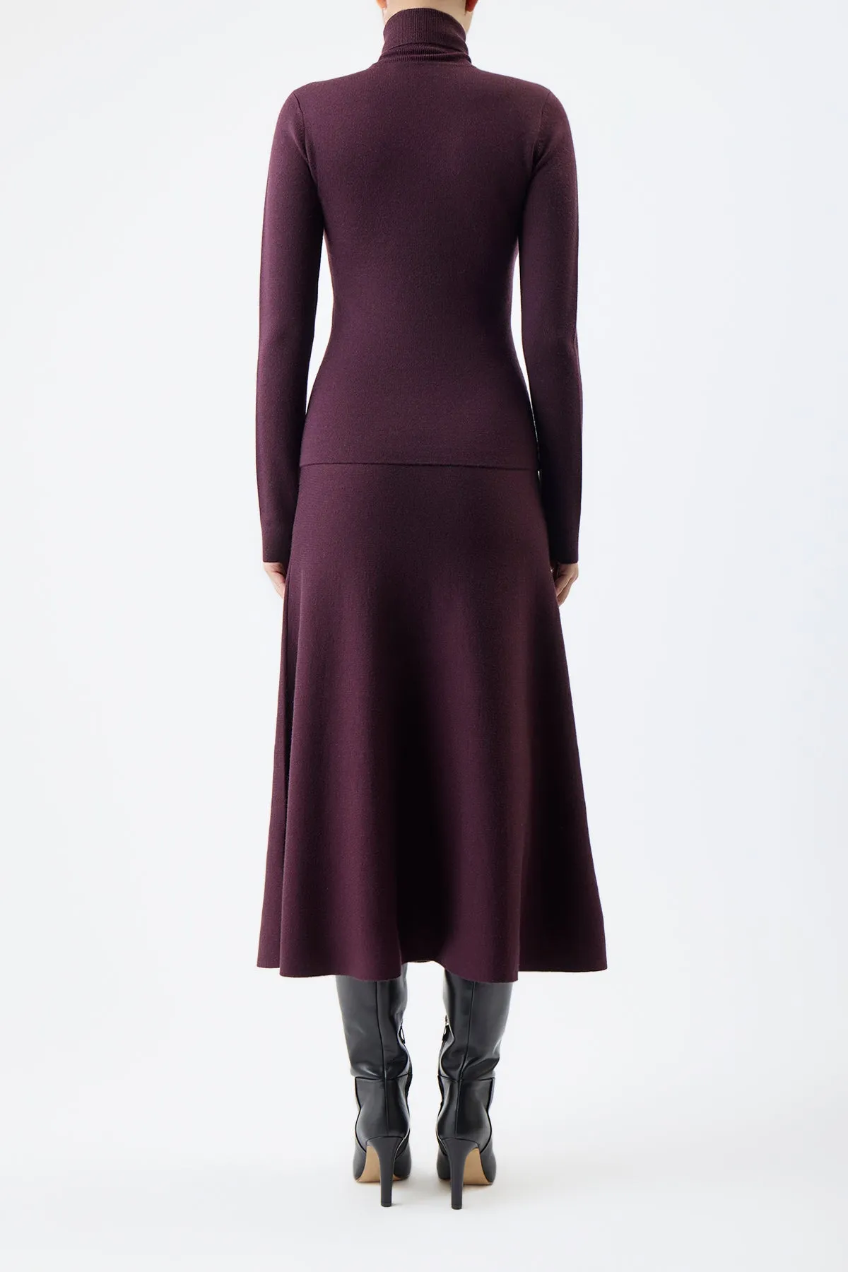 May Knit Turtleneck in Deep Bordeaux Merino Wool Cashmere