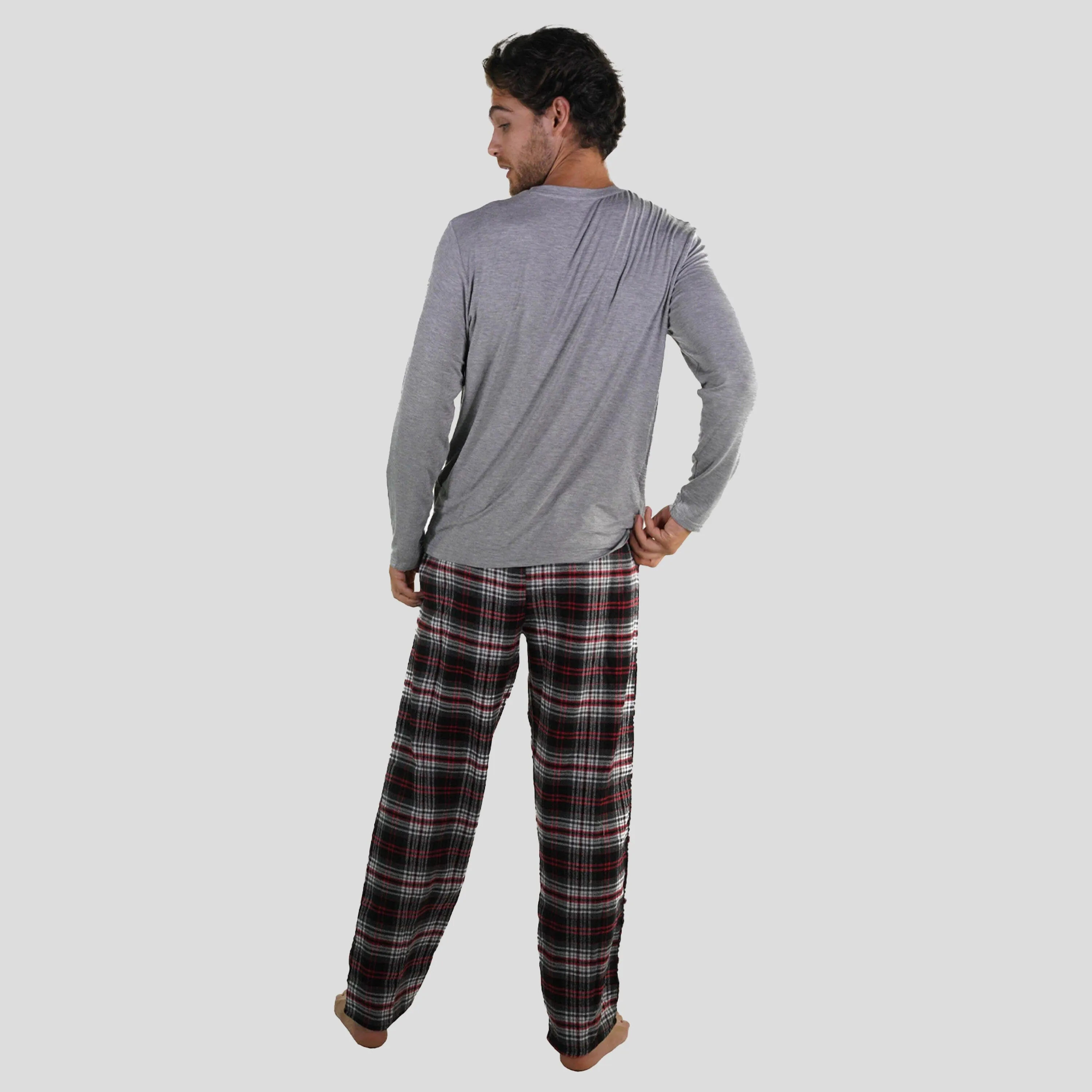 Members Only Men's Bamboo Rayon Long Sleeve Knit Sleep Shirt - Grey