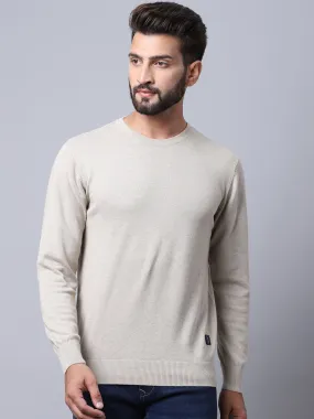 Men Ecru Melange Pullover Sweater