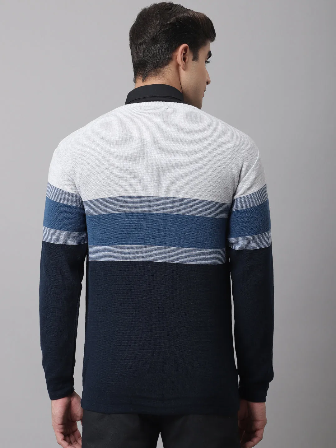 Men Grey Melange Sweater