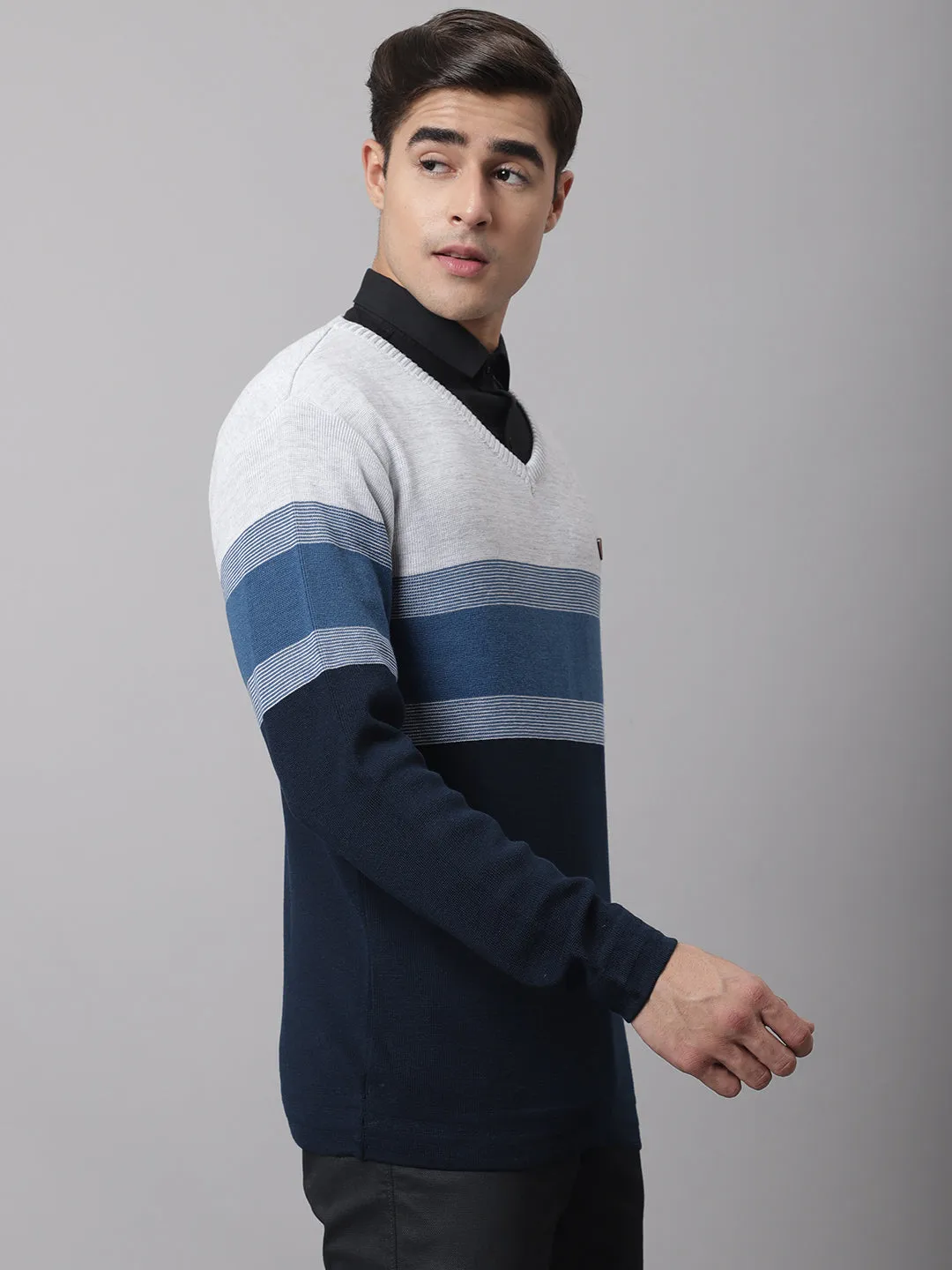 Men Grey Melange Sweater