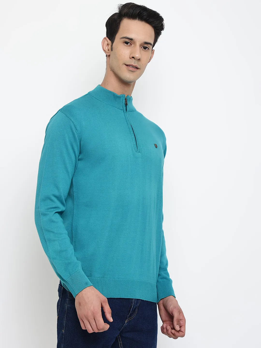 Men Sea Green Sweater