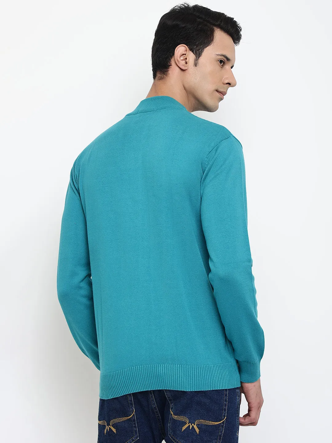 Men Sea Green Sweater