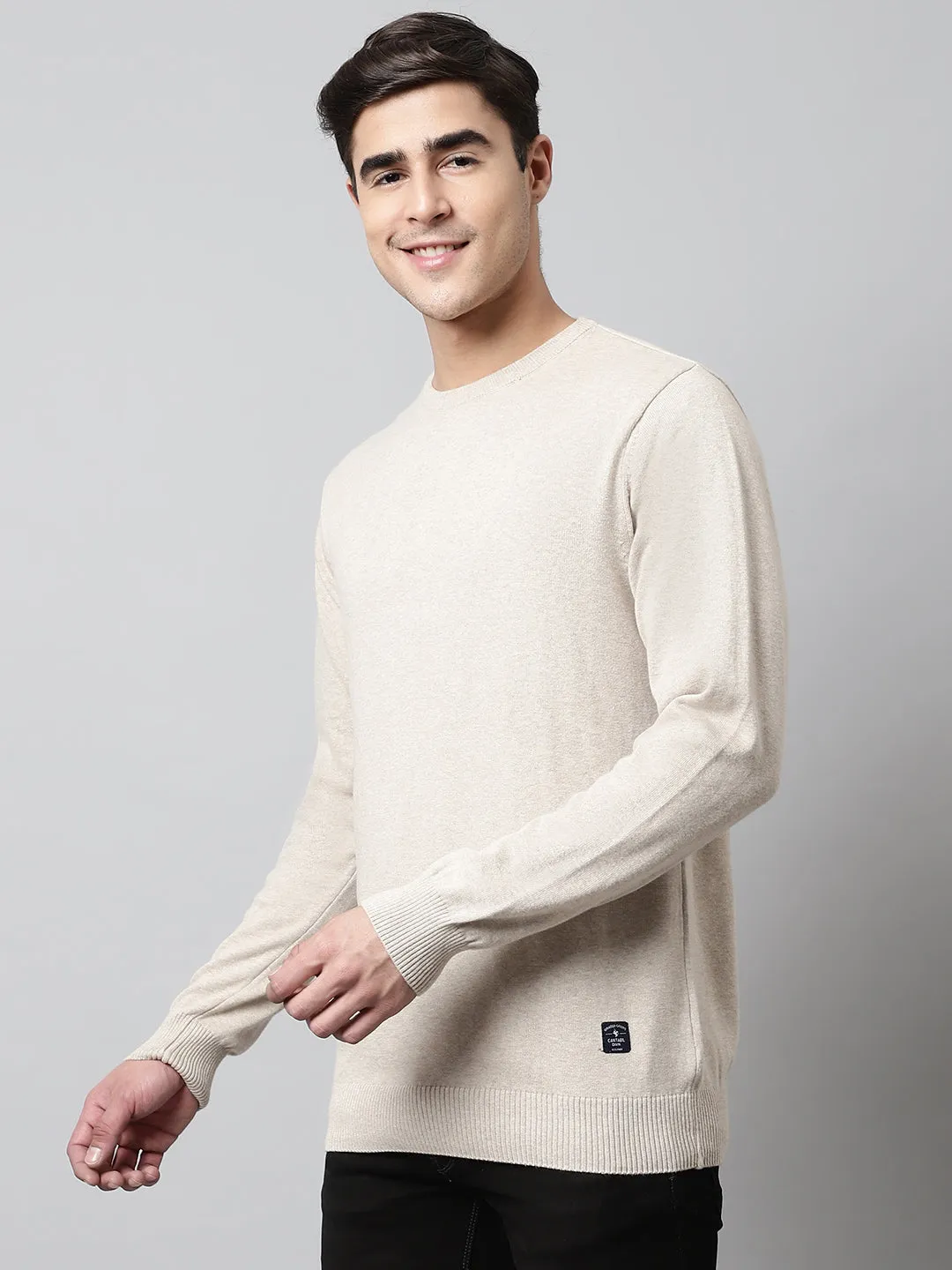 Mens Ecru Melange Sweater