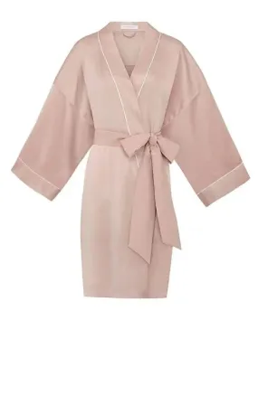 Mimi Oyster Pink Silk Kimono Robe