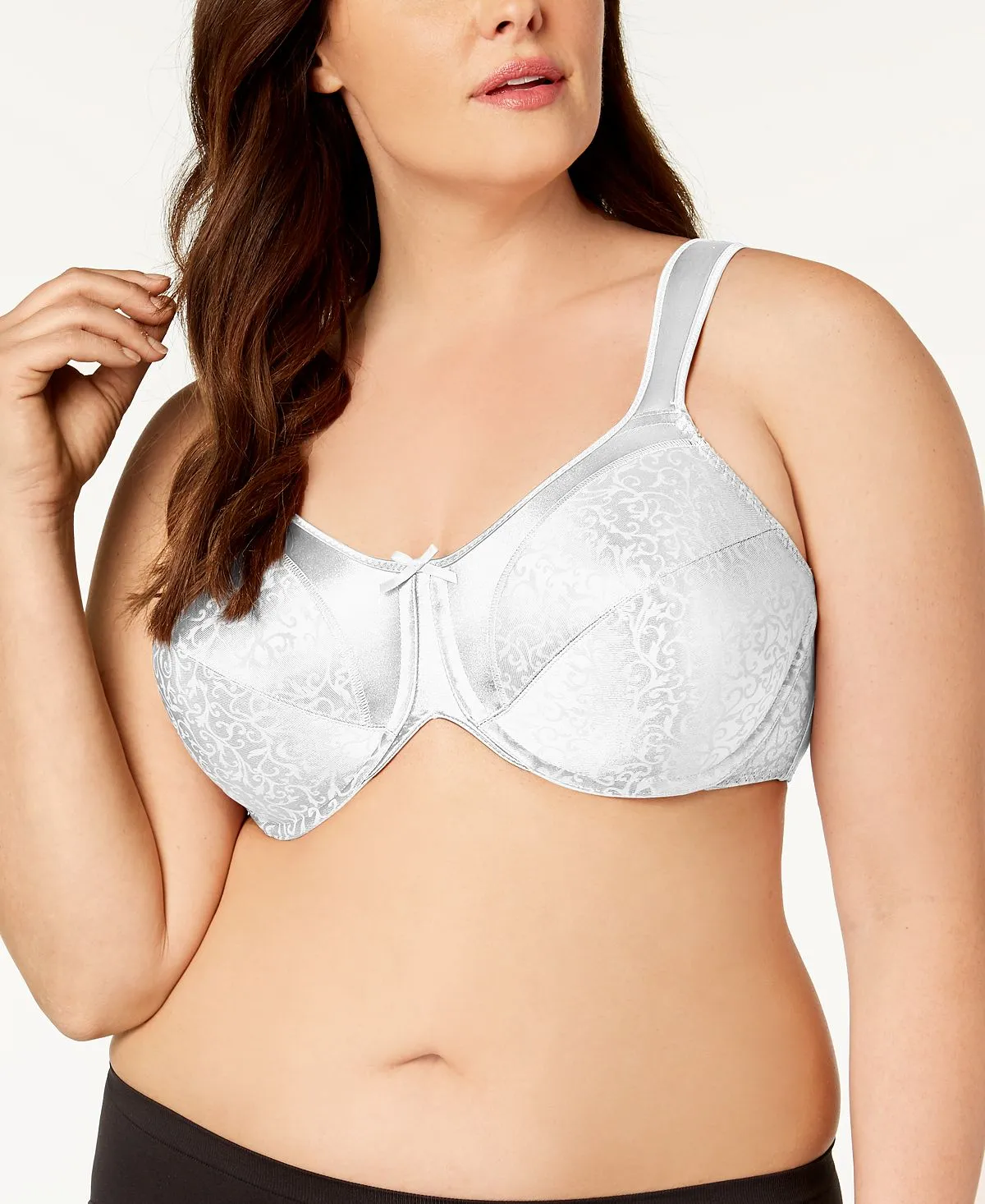 Minimizer Satin Tracings Comfort Straps Underwire Bra 3562 Bali, white