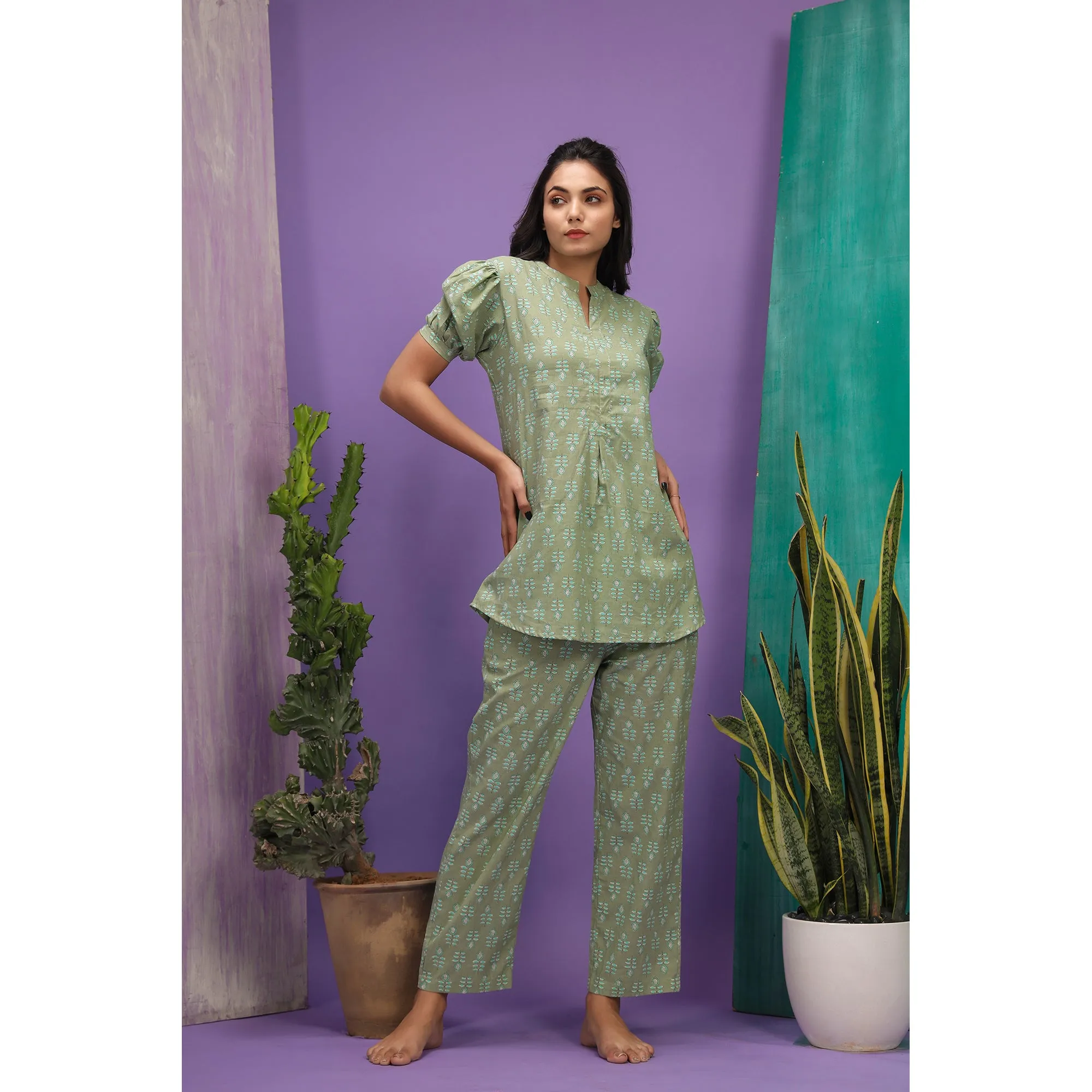 Nature on Grey Loungewear Top Set