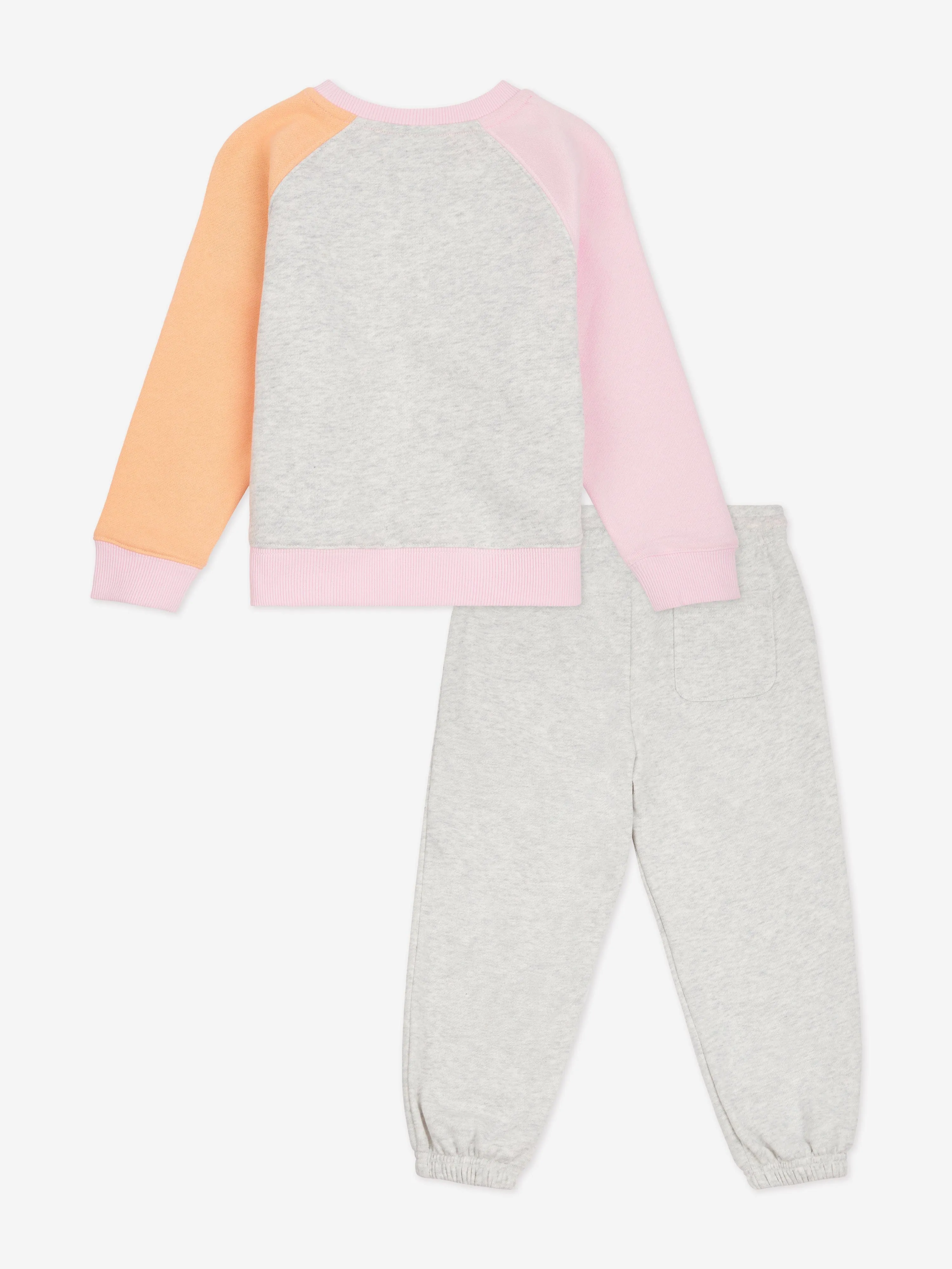 New Balance Girls Brush Back Raglan Tracksuit in Grey