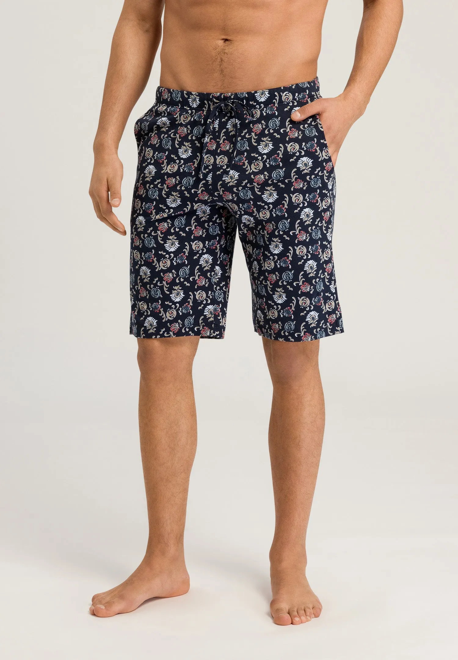 Night And Day Short Knit Pant | Navy Botany Print 75513-1248