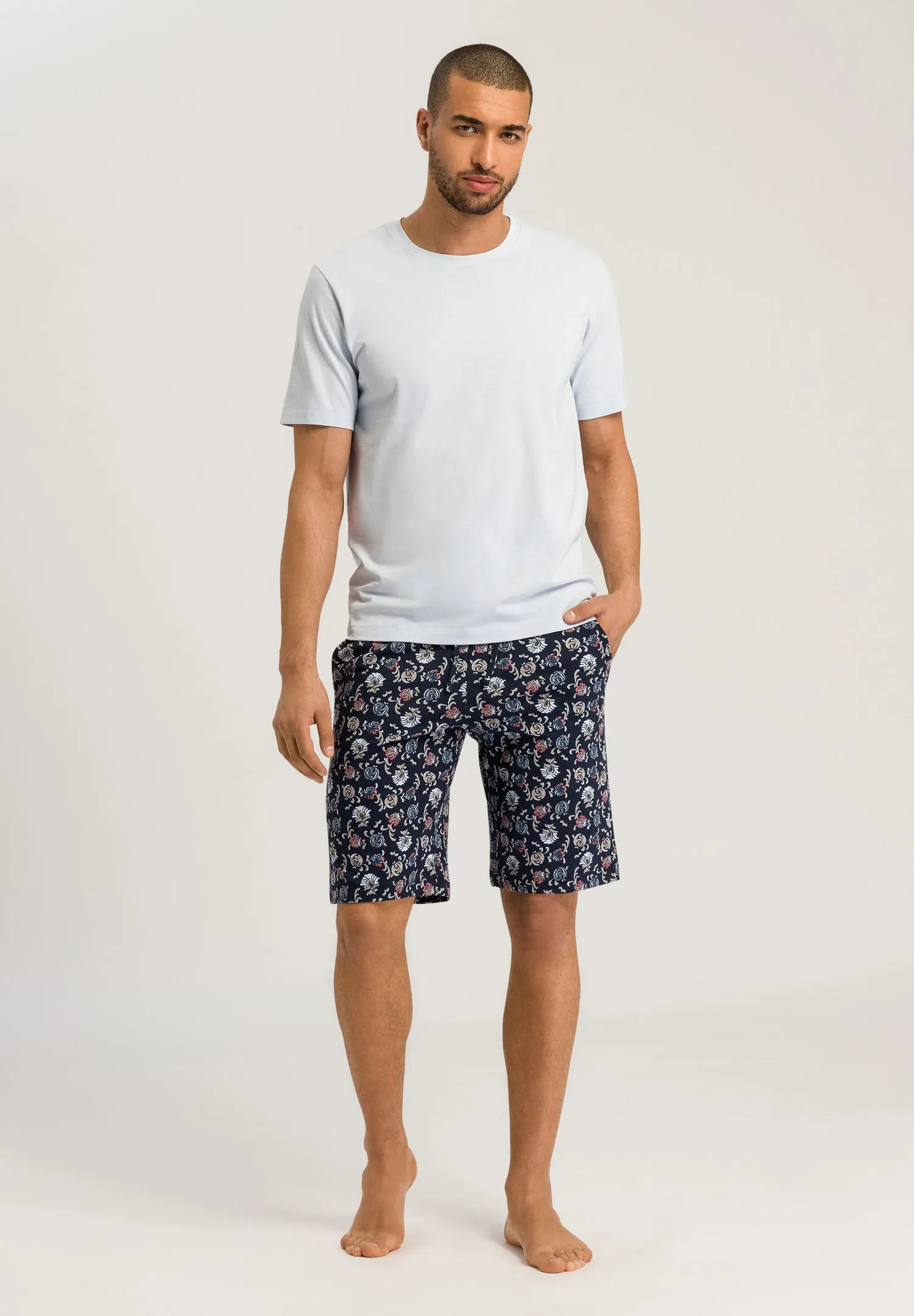 Night And Day Short Knit Pant | Navy Botany Print 75513-1248