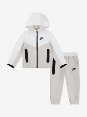 Nike Kids Tech Fleece Hooded Full Zip Tracksuit in Beige