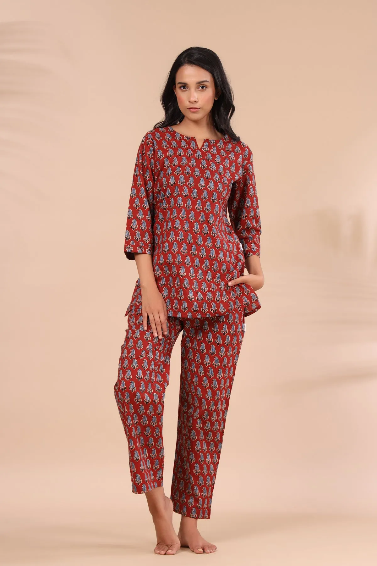 Paisley on Maroon Loungewear Top Set