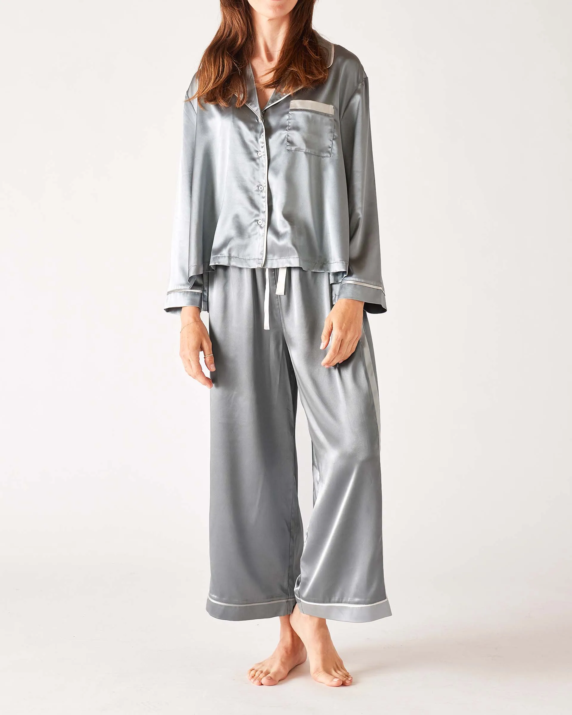 Satin Sailors Pajama Set - Silver Moon