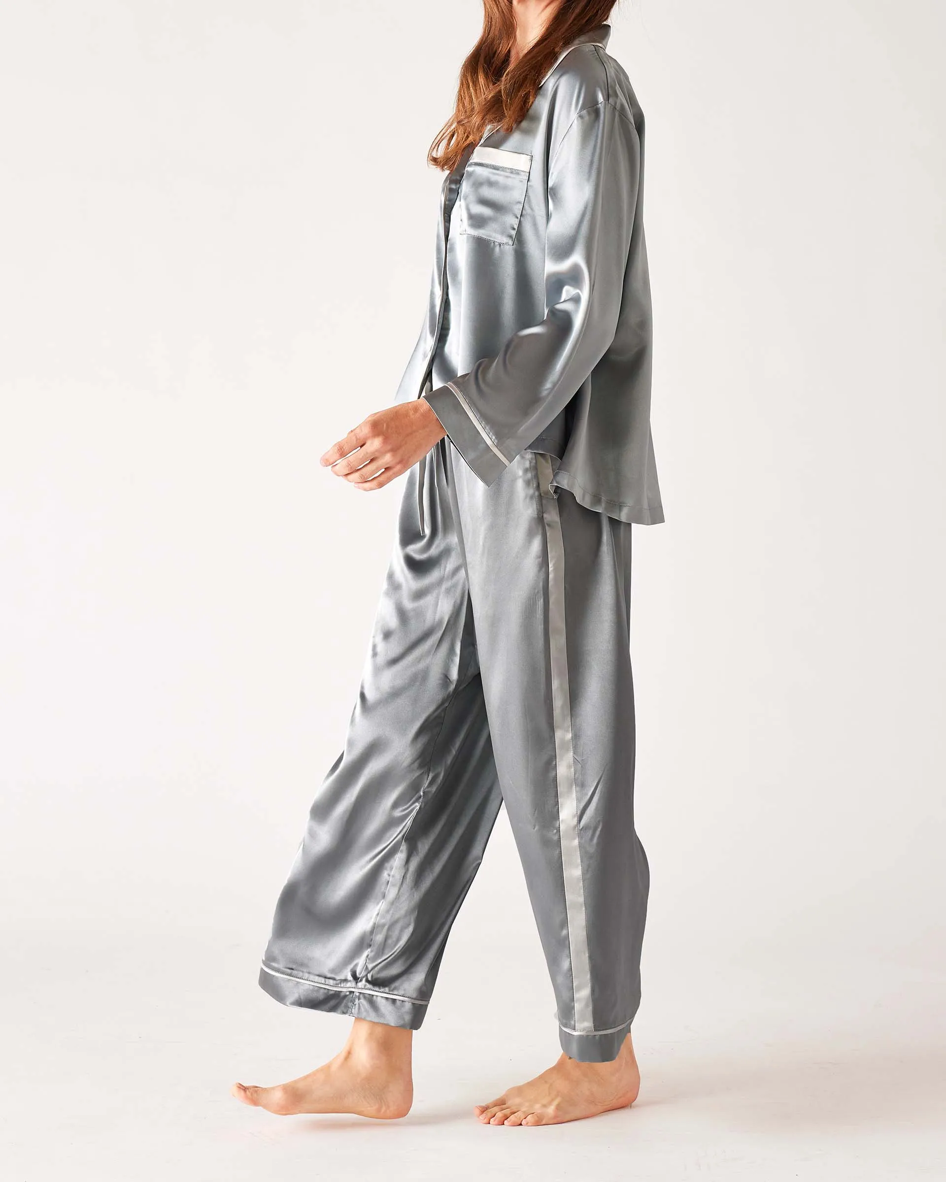 Satin Sailors Pajama Set - Silver Moon