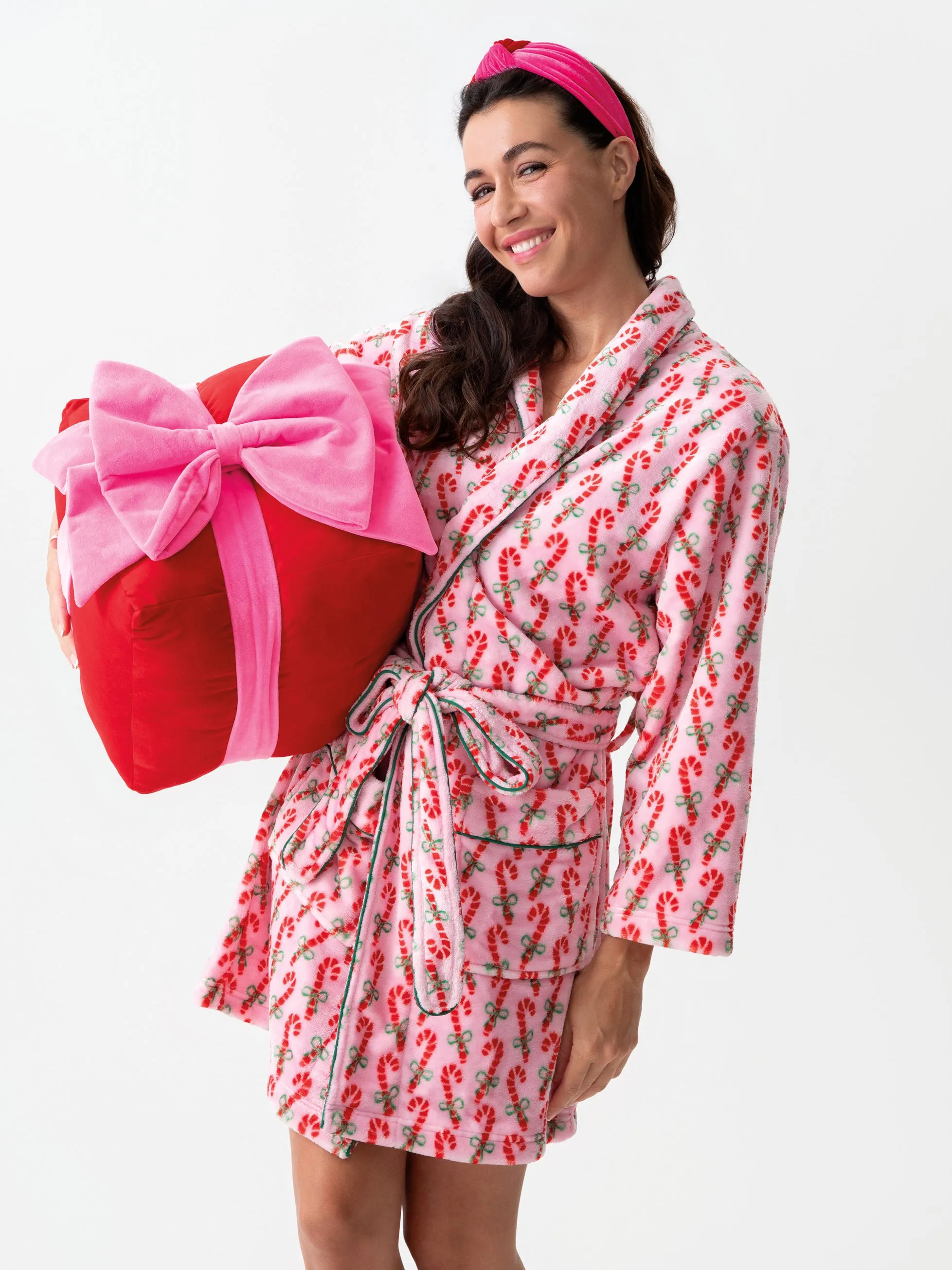 Shiraleah Felicity Candy Cane Robe, Pink