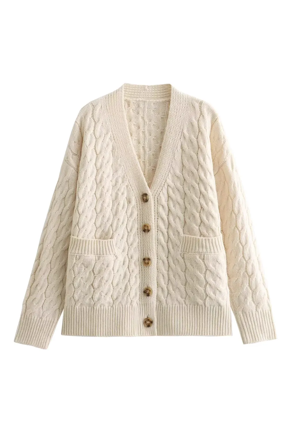 'Sussie' Wool Blend Cable-Knit Cardigan