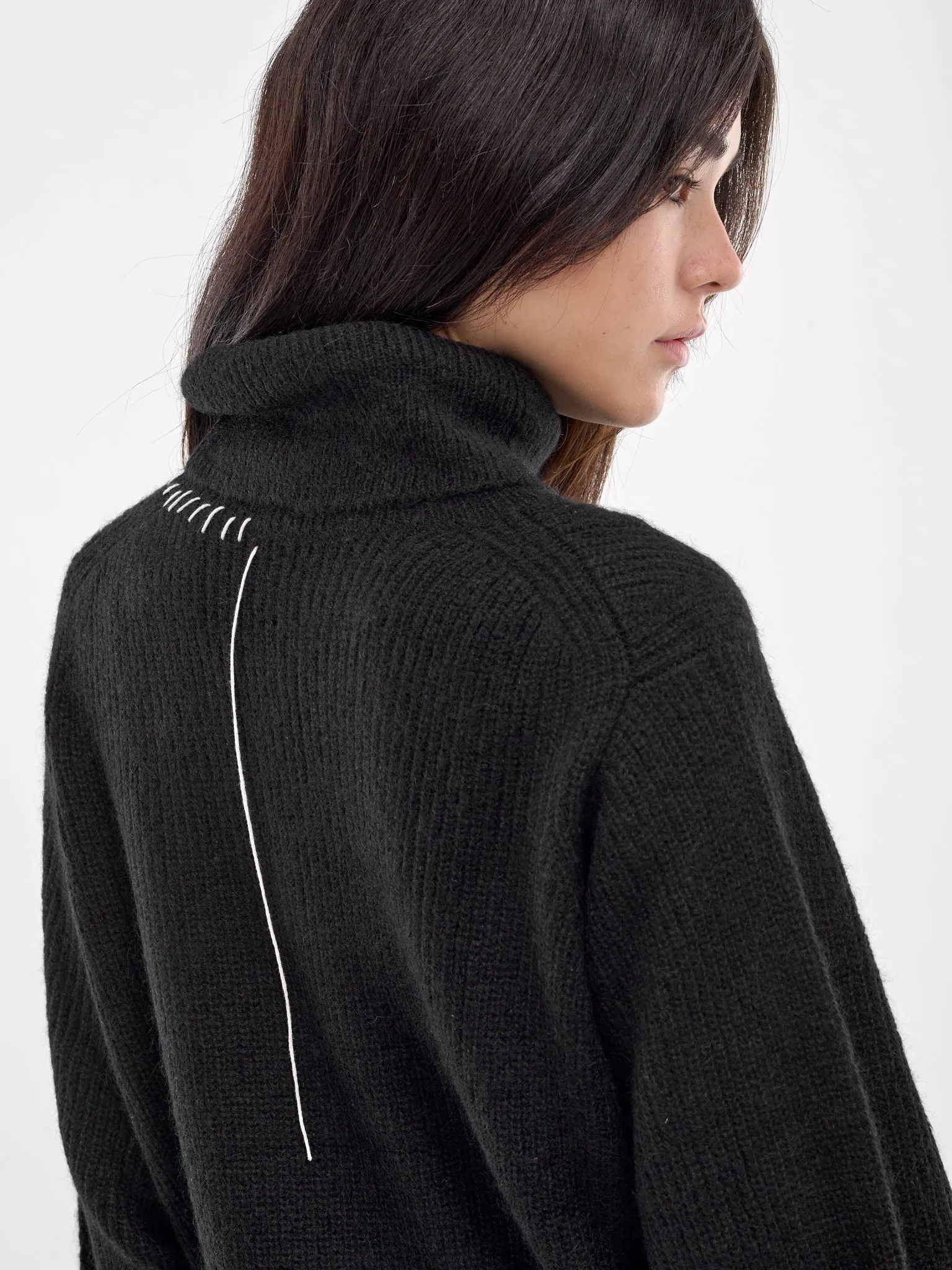 Turtleneck Puff Sleeve Sweater (FO-K06-192-BLACK)