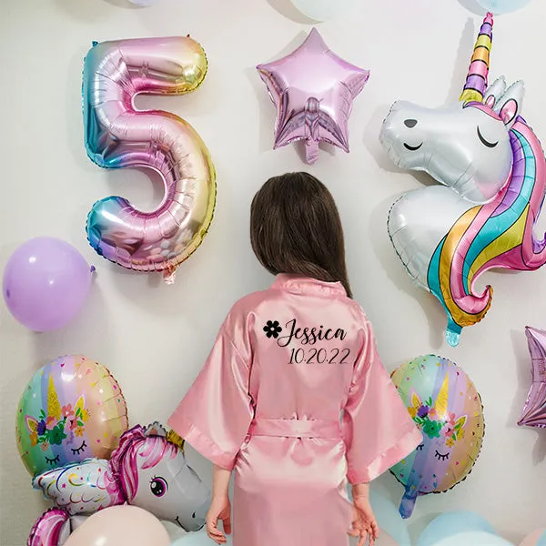 Unicorn Birthday Robes, Personalized Kids Robes with Unicorn Design, Birthday Party Robes, Sleepover Robes, Kids Bathrobes