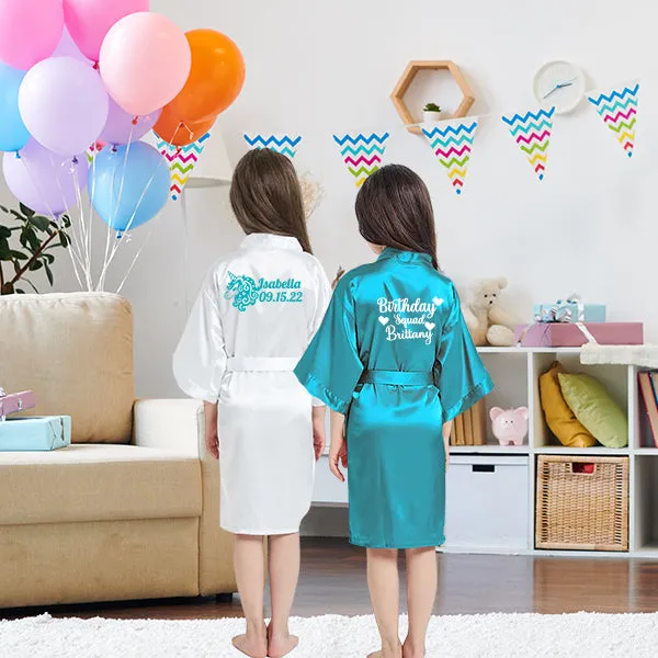 Unicorn Birthday Robes, Personalized Kids Robes with Unicorn Design, Birthday Party Robes, Sleepover Robes, Kids Bathrobes